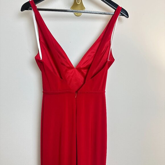 MAC DUGGAL Plunge Neck High Slit Gown in Red Size US 0 - Picture 6 of 9